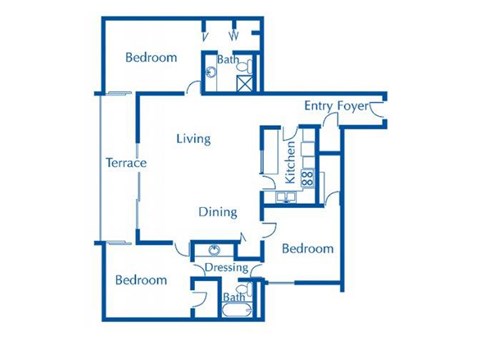 Floor plan for 3 beds, 2 baths, 1726 sqft